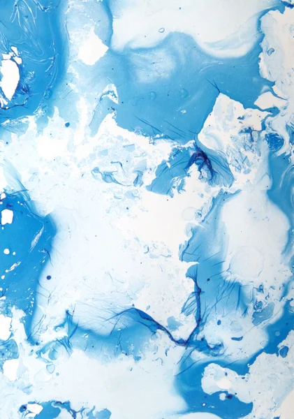Abstrakt hand dras paint bakgrund: blått och vitt mönster — Stockfoto