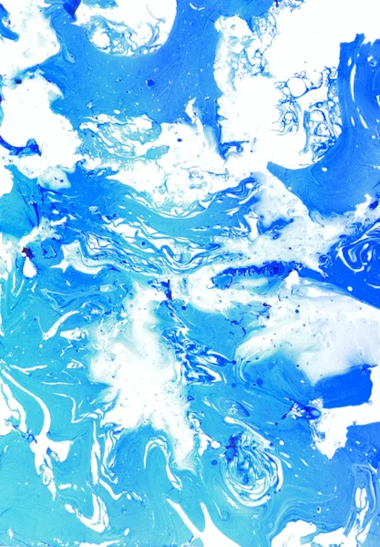 抽象手绘油漆背景: 蓝色和白色的模式 — 图库照片