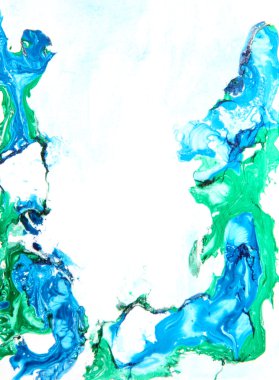 Elle çizilmiş boya arka plan: gökyüzü gibi mavi ve yeşil desenler