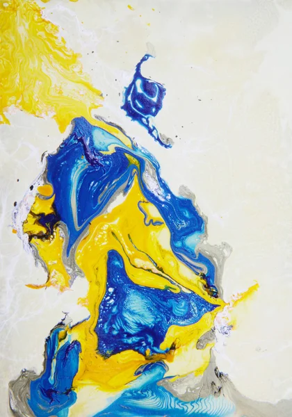 Abstract hand drawn paint background: blue and yellow patterns — Stock Photo, Image