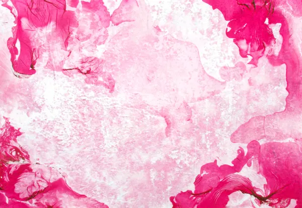 Abstract hand drawn paint background: padrões florais vermelhos no fundo rosa — Fotografia de Stock