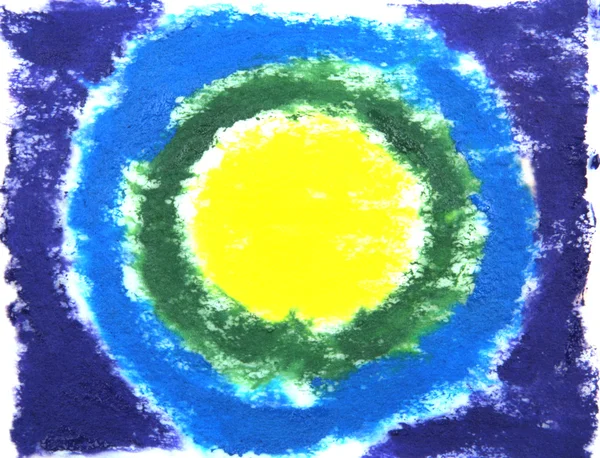 Нарисованный вручную абстрактный фон: желтые, зеленые и синие круги — стоковое фото