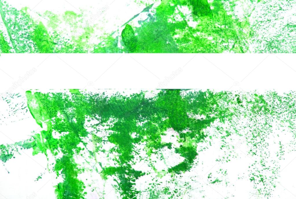 Abstract hand drawn paint background: green grass-like sketch patterns on w