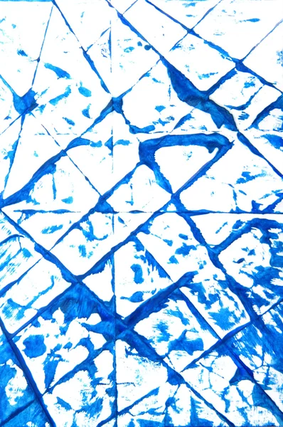 Abstract hand drawn painting / graphics: blue frost-like patterns on white — Stock Photo, Image