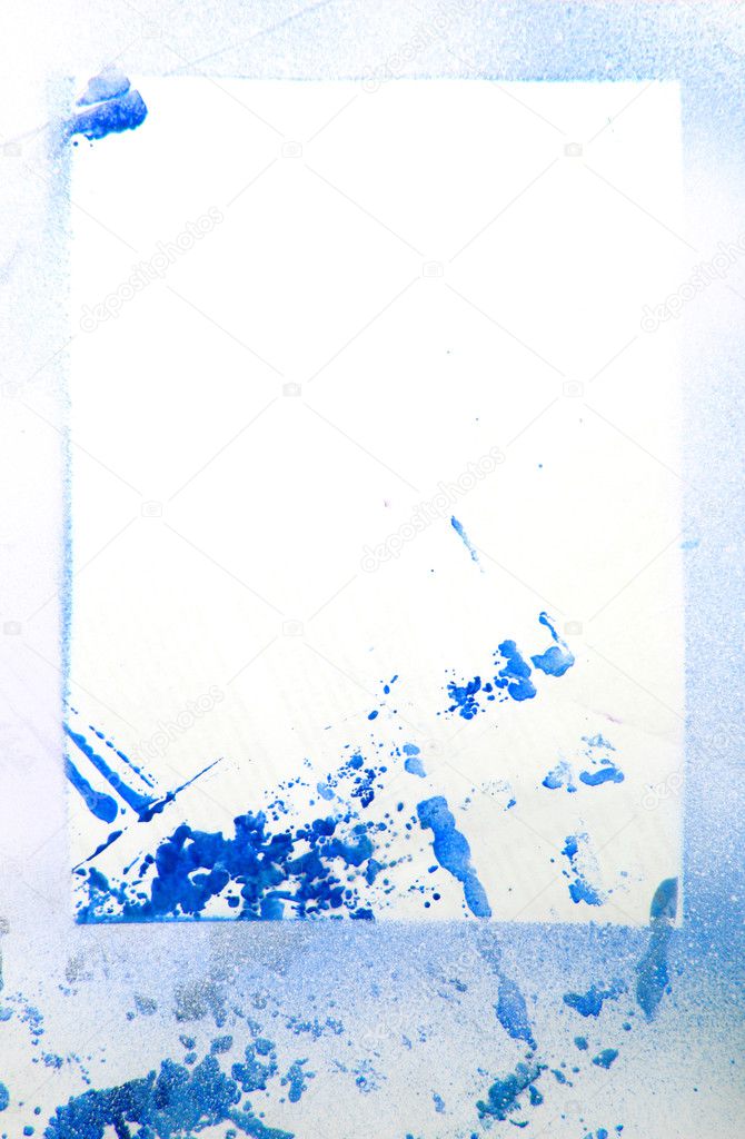 Abstract hand drawn painting / graphics: blue patterns on white background
