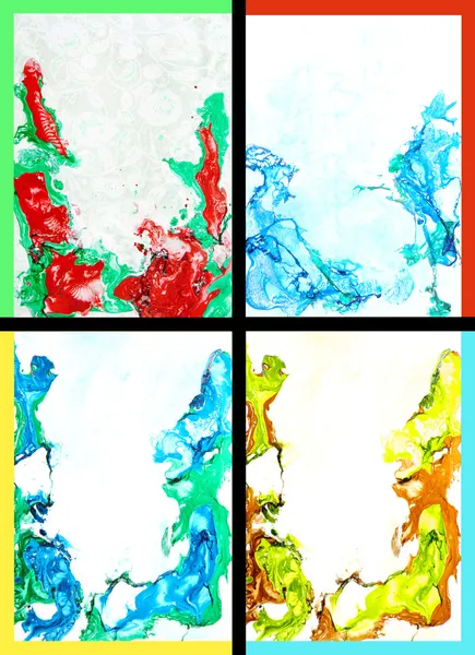 Collage de fonds de peinture abstraits dessinés à la main : rouge, bleu, jaune et gr — Photo