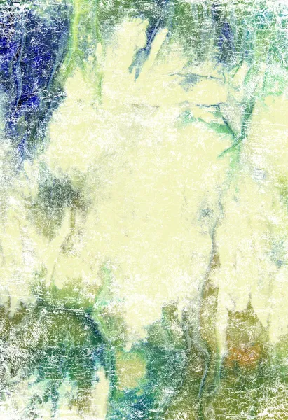 Fond texturé abstrait : motifs bleus et verts sur fond jaune — Photo