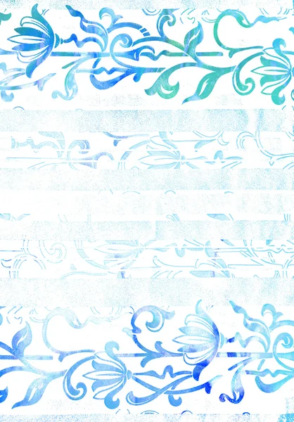 Abstrakt strukturierter Hintergrund: weiße Blumenmuster auf blauem Hintergrund — Stockfoto