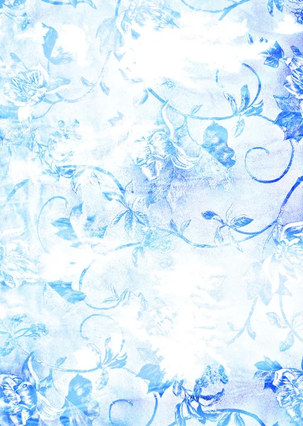 Abstrakt strukturierter Hintergrund: blaue Blumenmuster auf weißem Hintergrund — Stockfoto