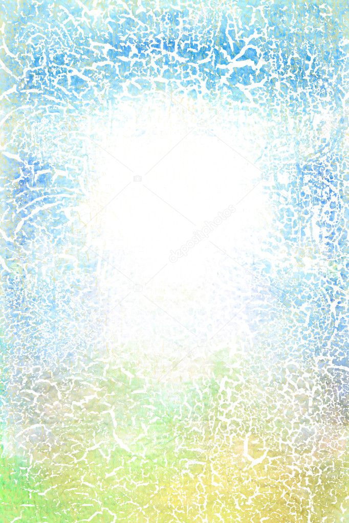 Old canvas: white, blue, and green patterns on abstract textured background