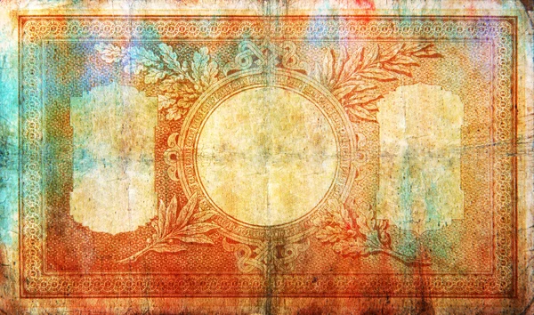 Élégant cadre vintage en forme de billet de banque : fond texturé abstrait avec des motifs bleus et marron — Photo