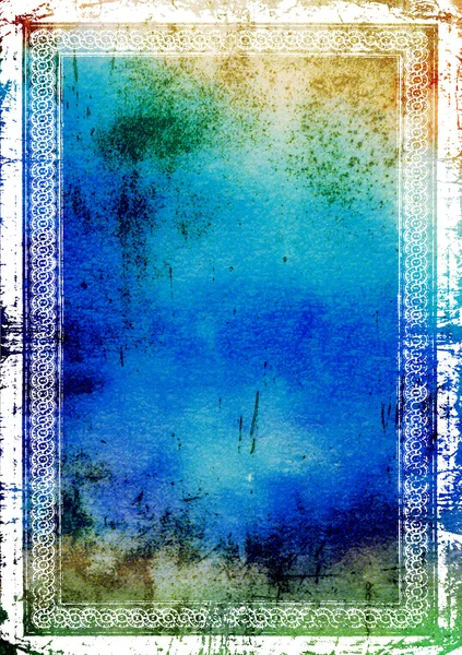 Marco de borde vintage elegante: fondo texturizado abstracto con patrones azules, verdes y marrones — Foto de Stock
