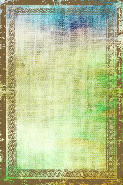 Πλαίσιο κομψό εκλεκτής ποιότητας καφέ συνόρων: αφηρημένα φόντο με υφή με μπλε, πράσινο και κίτρινο μοτίβα — Φωτογραφία Αρχείου