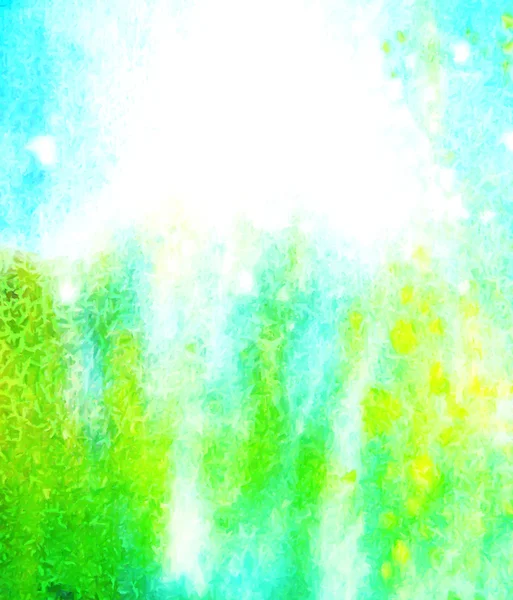 Fundo texturizado abstrato: padrões brancos, amarelos e verdes no fundo azul do céu — Fotografia de Stock