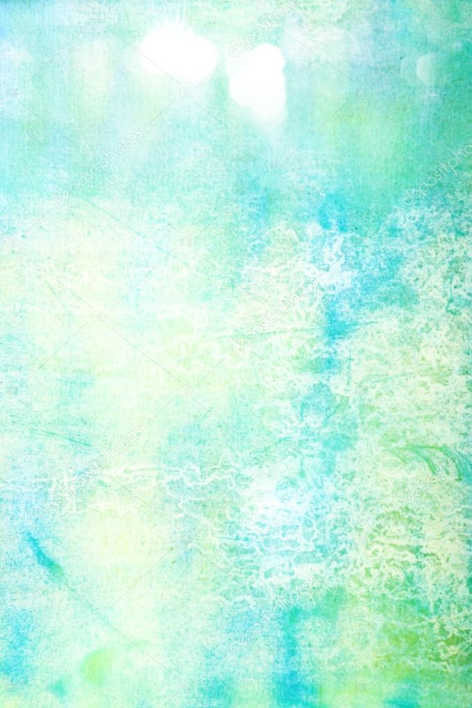 Abstract textured background: white, yellow, and green patterns on blue sky-like backdrop