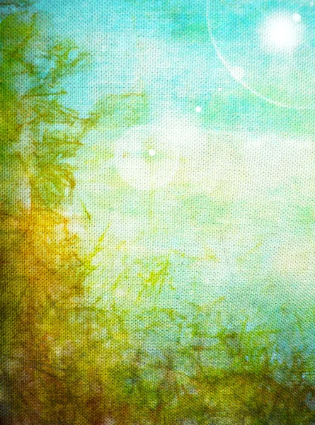 Tela velha: fundo texturizado abstrato com padrões azuis, amarelos e verdes — Fotografia de Stock