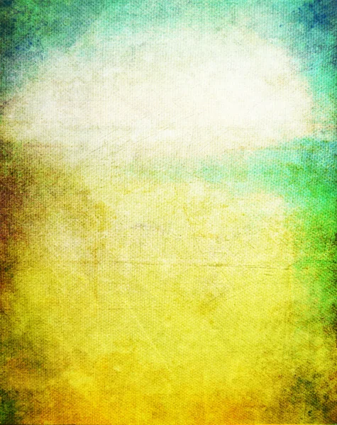 旧的帆布： 抽象带纹理的背景，有蓝色、 黄色和绿色的图案 — 图库照片