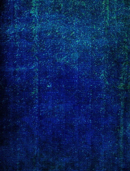 Vieux tissu : fond texturé abstrait avec motifs bleus sur fond sombre — Photo