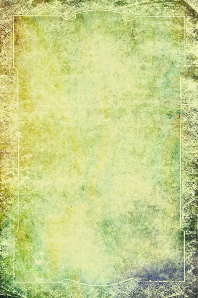 Vintage kenarlık çerçevesi: gri bir fon üzerinde mavi, yeşil ve kahverengi desenleri ile dokulu arka plan — Stok fotoğraf