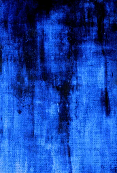 Lienzo antiguo: fondo texturizado abstracto con patrones oscuros sobre fondo azul — Foto de Stock