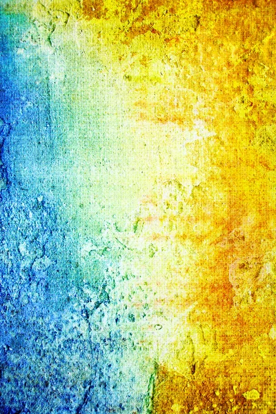 Régi kopott fal: absztrakt textúrázott háttérre, a fehér háttér sárga, kék és barna mintázattal — Stock Fotó