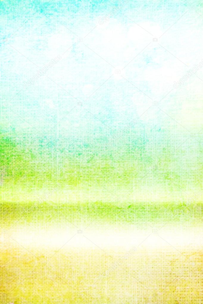 Old canvas: Abstract textured background with green, blue, and yellow patterns on white backdrop