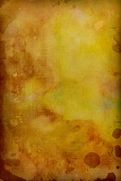 Tela velha: Fundo texturizado abstrato com padrões vermelho, laranja e marrom no fundo amarelo — Fotografia de Stock