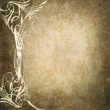 bilgisayar son derece detaylı kahverengi grunge kenarlık çerçeve beyaz desenler, vintage doku ile tasarlanmış