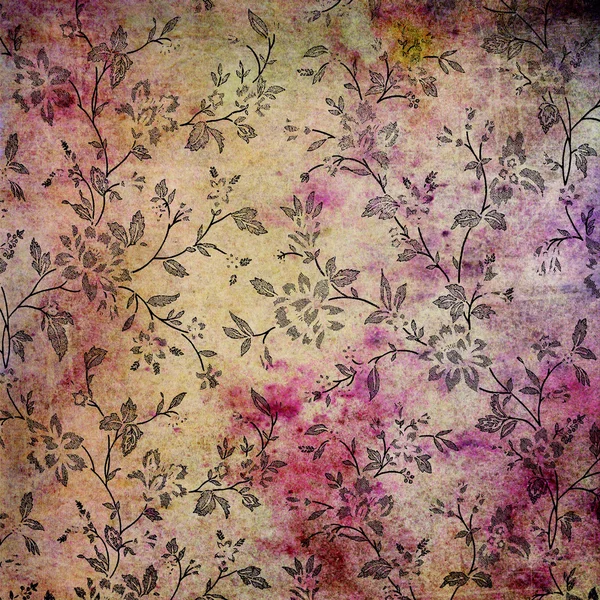 Fond ou papier abstrait coloré avec texture grunge à thème floral — Photo