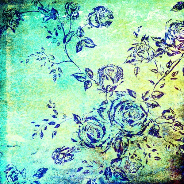 抽象炫彩背景或与花卉主题 grunge 纹理的纸张 — 图库照片