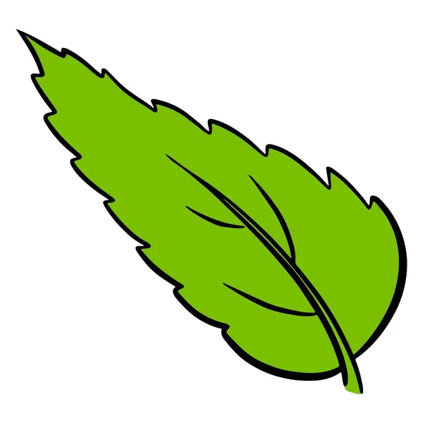 Frische Blätter Geschnitztes Grünes Blatt Cartoon Stil Vektor Illustration Für — Stockvektor