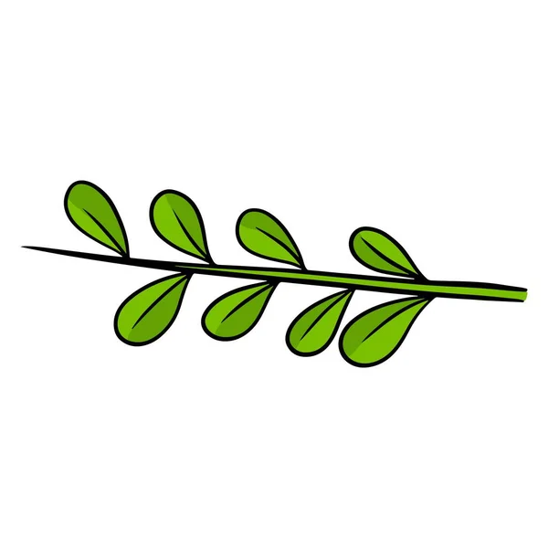 Folhas Frescas Folha Verde Esculpida Estilo Dos Desenhos Animados Ilustração — Vetor de Stock