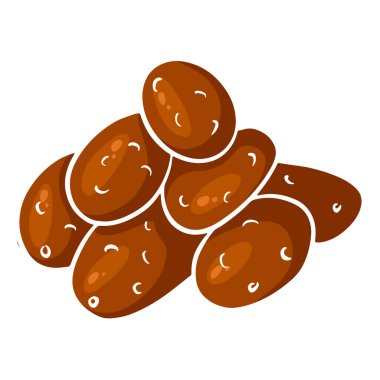 Taze patates. Birkaç patates bitkisi. Mutfak için sebze malzemesi. Çizgi film tarzı. Tasarım ve dekorasyon için vektör illüstrasyonu.