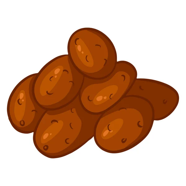 Verse Aardappelen Verschillende Aardappelplanten Plantaardig Ingrediënt Voor Keuken Cartoon Stijl — Stockvector