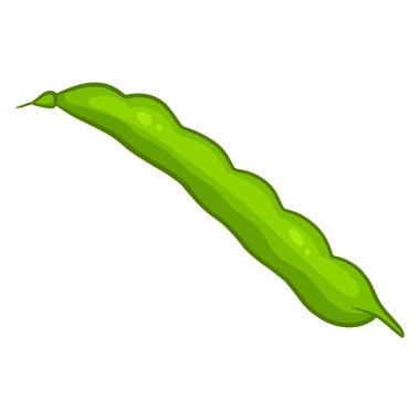 Taze fasulye. Yeşil taze fasulye. Bulaşık malzemeleri. Çizgi film tarzı. Tasarım ve dekorasyon için vektör illüstrasyonu.