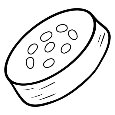 Taze kabak. Kabak dilimleri. Mutfak malzemesi. Çizgi tarzı. Tasarım ve dekorasyon için vektör illüstrasyonu.