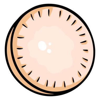 Taze daikon. Japon turpu. Dilimi kes. Bulaşık malzemeleri. Çizgi film tarzı. Tasarım ve dekorasyon için vektör illüstrasyonu.