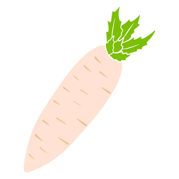 Daikon Fresco Ravanello Giapponese Ingrediente Piatti Stile Cartone Animato Illustrazione — Vettoriale Stock