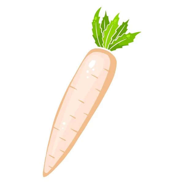 Daikon Fresco Rábano Japonés Ingrediente Para Platos Estilo Dibujos Animados — Vector de stock