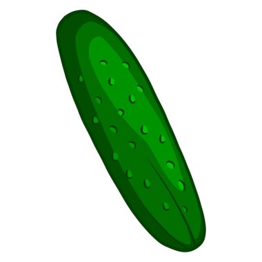 Taze salatalık. Parlak yeşil salatalık. Mutfak malzemesi. Çizgi film tarzı. Tasarım ve dekorasyon için vektör illüstrasyonu.