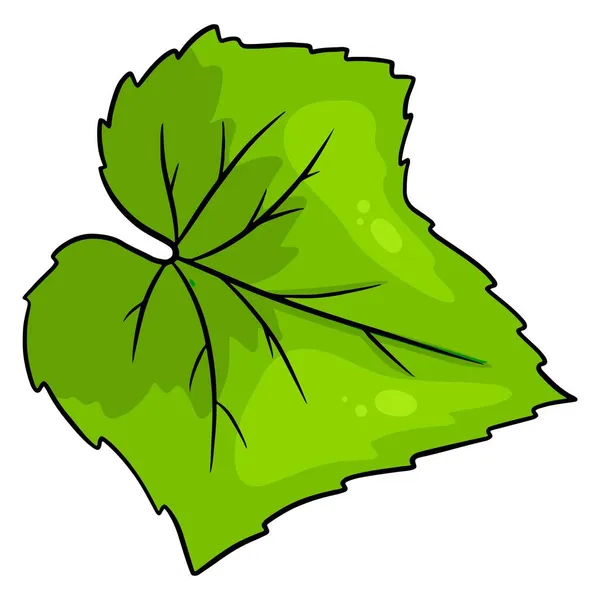 Folhas Frescas Folha Verde Esculpida Estilo Dos Desenhos Animados Ilustração — Vetor de Stock