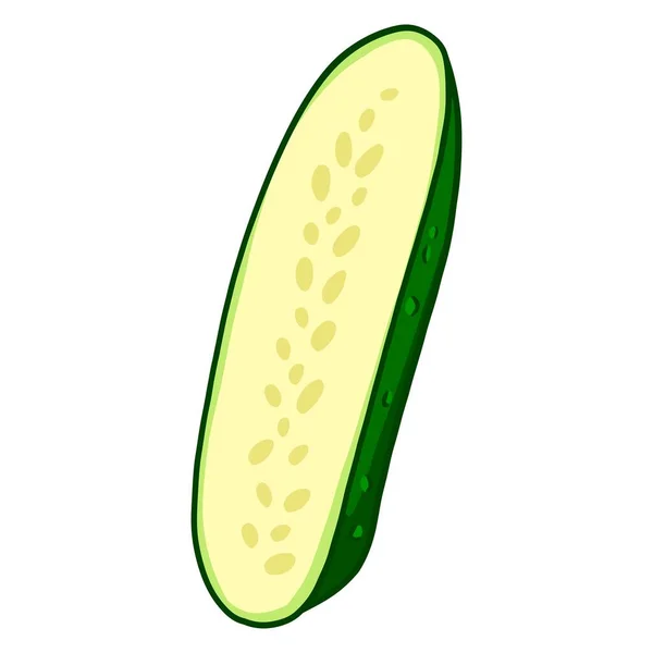 Fresh Cucumber Cut Half Cucumber Ingredient Kitchen Cartoon Style Vector — Stock Vector