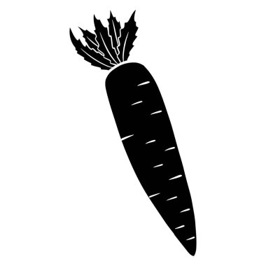 Taze havuç. Mutfak malzemesi. Siluet. Tasarım ve dekorasyon için vektör illüstrasyonu.