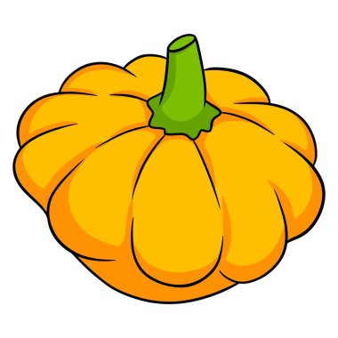 Taze kabak. Parlak sebze. Mutfak malzemesi. Çizgi film tarzı. Tasarım ve dekorasyon için vektör illüstrasyonu.