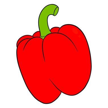 Taze biber. Parlak tatlı biber. Mutfak için sebze malzemesi. Çizgi film tarzı. Tasarım ve dekorasyon için vektör illüstrasyonu.