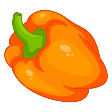 Taze biber. Parlak tatlı biber. Mutfak için sebze malzemesi. Çizgi film tarzı. Tasarım ve dekorasyon için vektör illüstrasyonu.