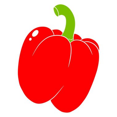 Taze biber. Parlak tatlı biber. Mutfak için sebze malzemesi. Çizgi film tarzı. Tasarım ve dekorasyon için vektör illüstrasyonu.