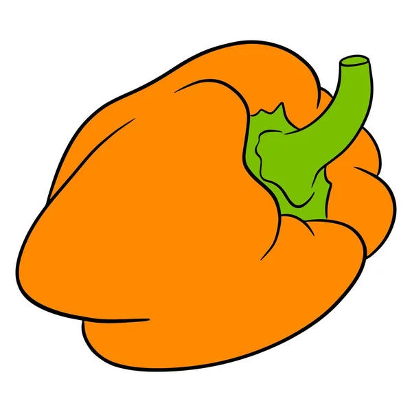 Poivre Frais Poivre Doux Brillant Ingrédient Végétal Pour Cuisine Cartoon — Image vectorielle