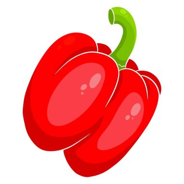 Taze biber. Parlak tatlı biber. Mutfak için sebze malzemesi. Çizgi film tarzı. Tasarım ve dekorasyon için vektör illüstrasyonu.