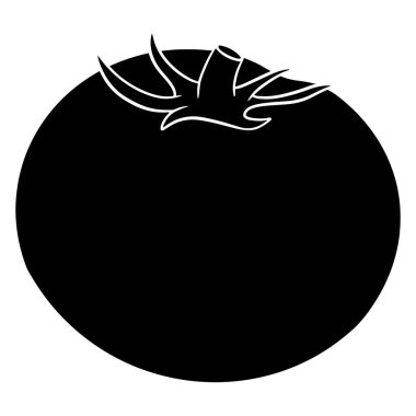 Taze domates. Yapraklı domates. Mutfak için sebze malzemesi. Siluet. Tasarım ve dekorasyon için vektör illüstrasyonu.